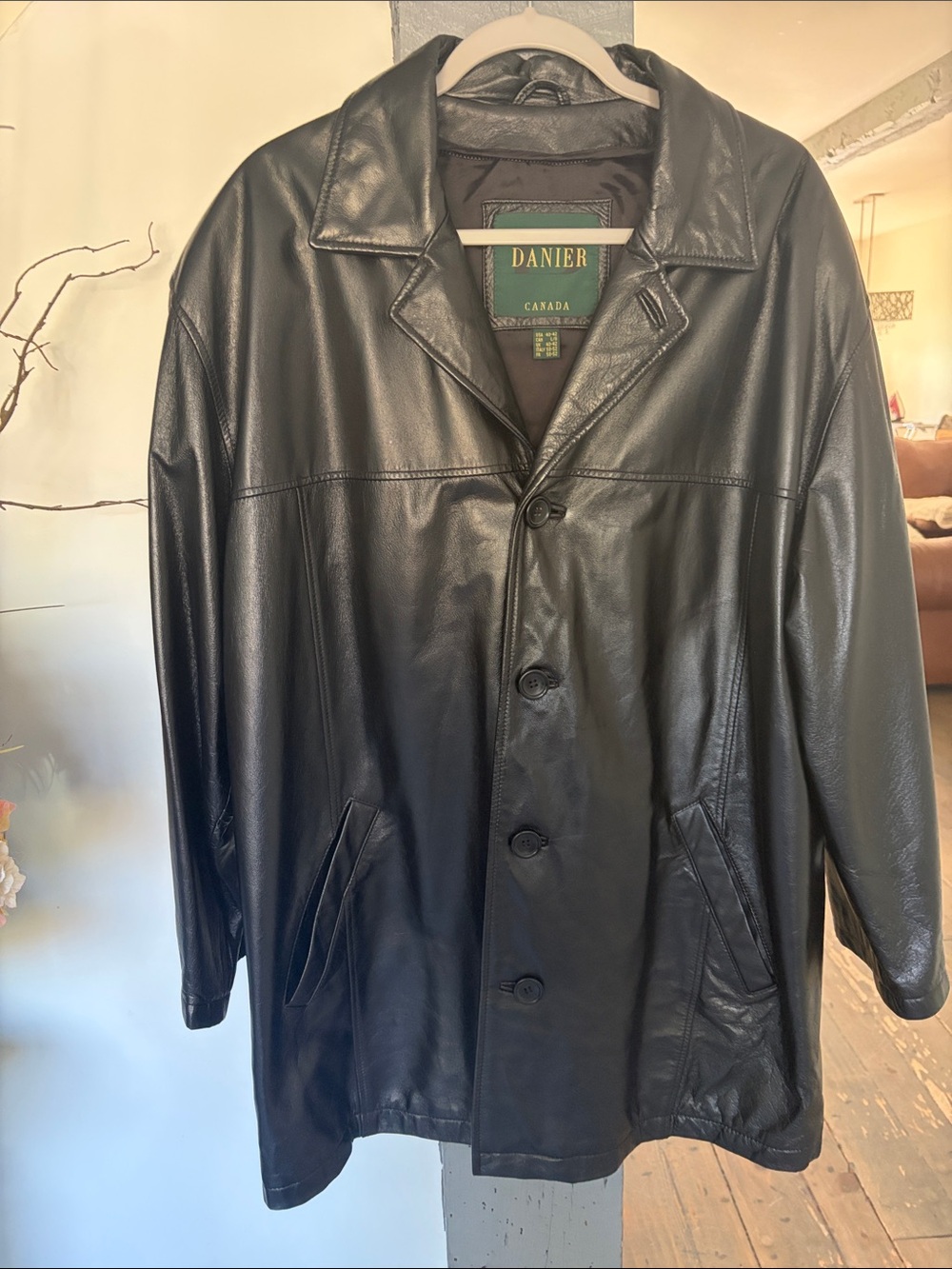 Danier Black Leather Trench Coat